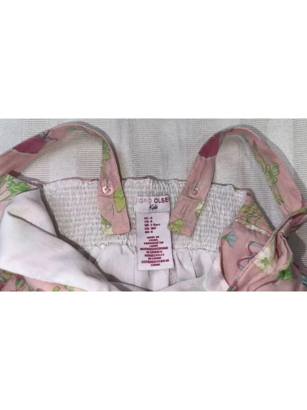 Sigrid Olsen Kids Girls Size 4 Summer Dress Pink Floral Cotton Lined Tiered